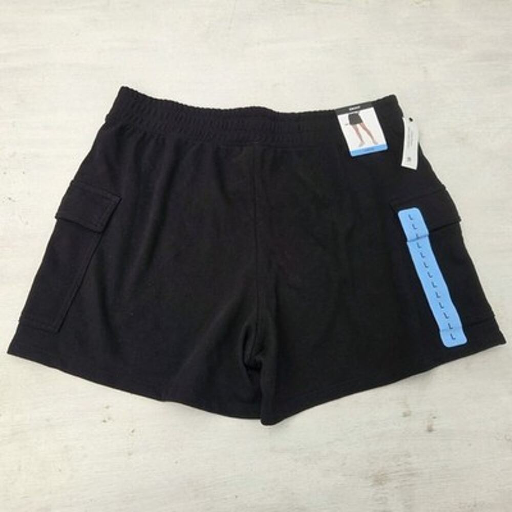 DKNY Womens Cargo Shorts Size L Black French Terry Classic Fit Soft NWT